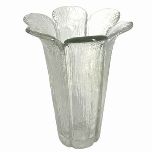 Vintage Viking Clear Glass Vase Petal Flower Form Heavy Textured Art Glass 6.75"
